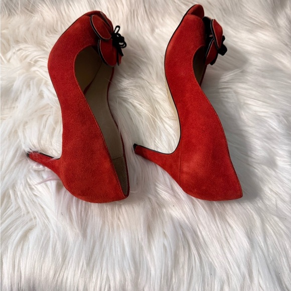 Kate Spade Red Suede Peep-Toe Heels - Picture 4 of 11